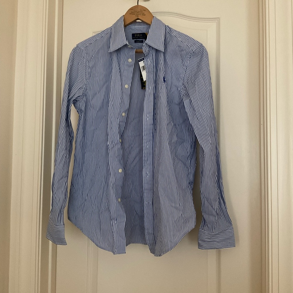 Polo by Ralph Lauren Women’s Classic Blue and White Striped Shirt